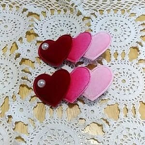 Heart Hair Clips, red and Pink